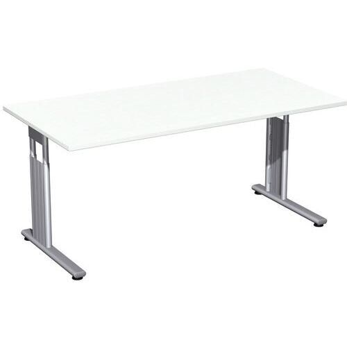 Schreibtisch mit einseitig verkürzt Füßen - C-Fuß Flex - Bürotisch - Konferenztisch - 720 x 1.200 x 800 mm (HxBxT) - Dekor Ahorn - Gestell silber