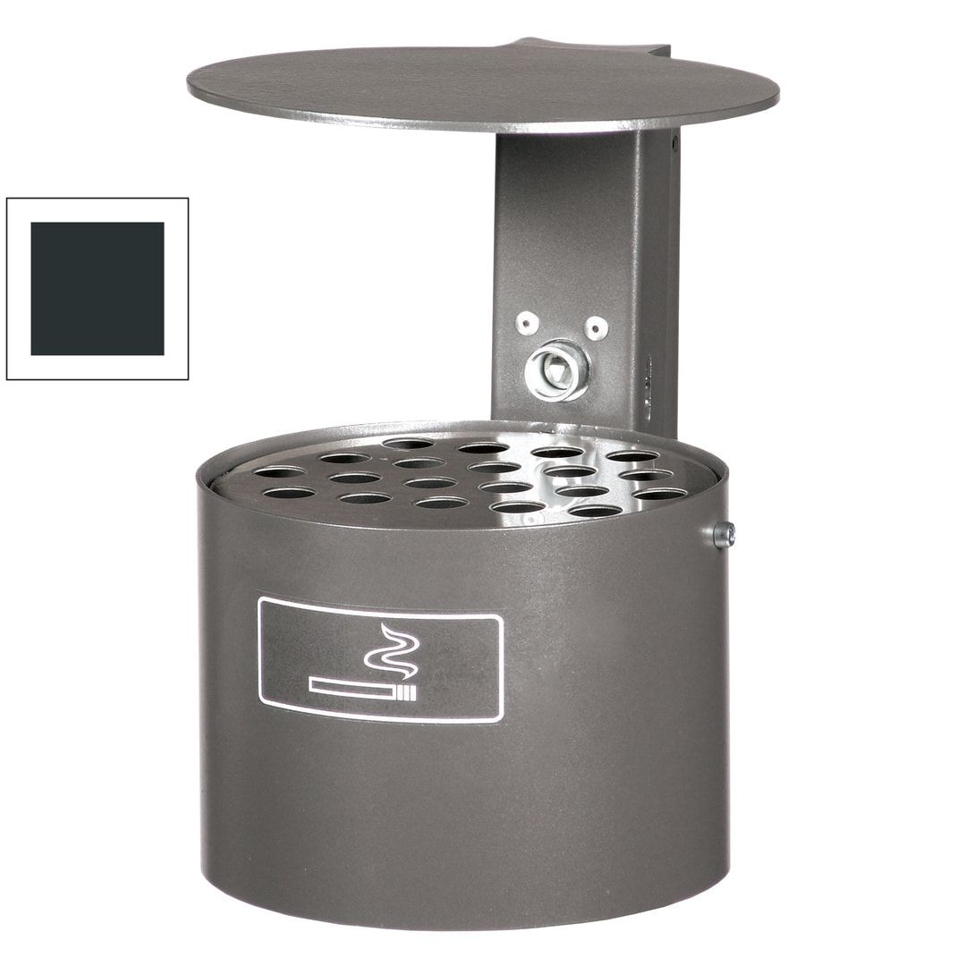 Rundascher - 4 l - mit Haube - Wand- o. Pfostenmontage - Aschenbecher - anthrazitgrau