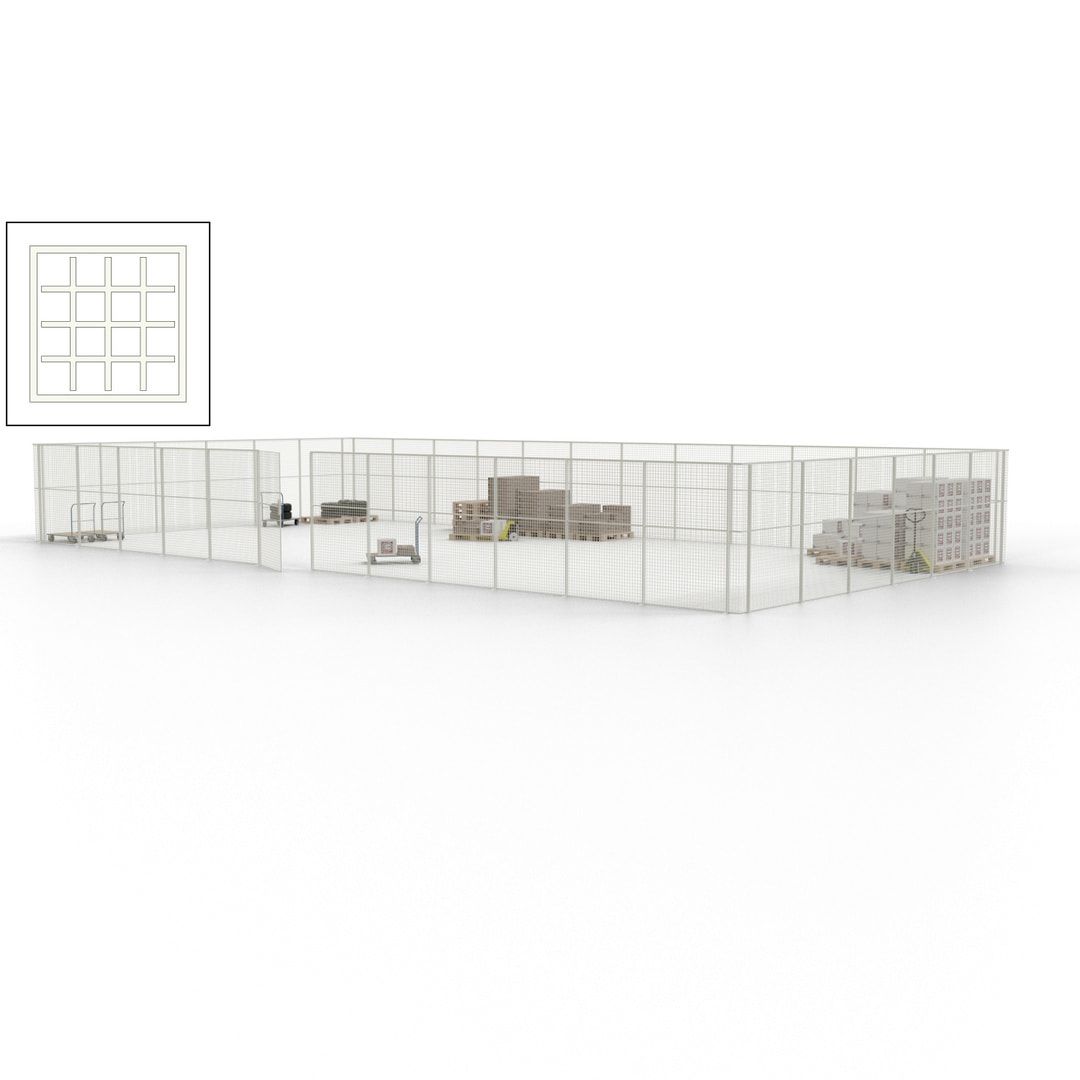Maschinen Schutzgitter - Hallentrennwand - Sicherheitszaun - Tür - 54 m - 2.200 x 18.400 x 9.400 mm (HxBxT) - enzianblau