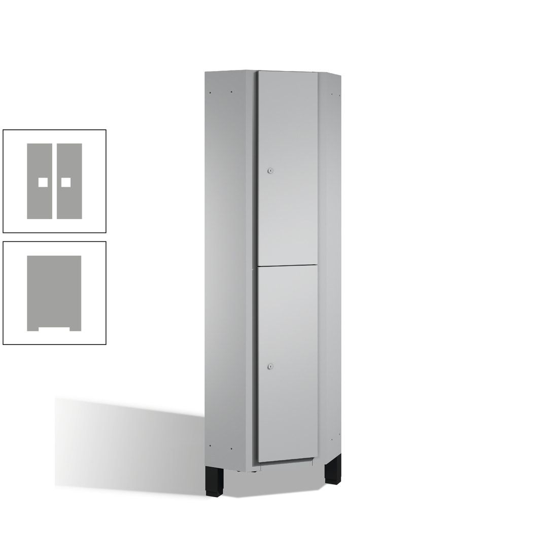 Eckschrank, Spind, auf Füßen, 2 Personen, 1.980 x 500 mm (HxT), Korpus anthrazitgrau, Tür anthrazitgrau