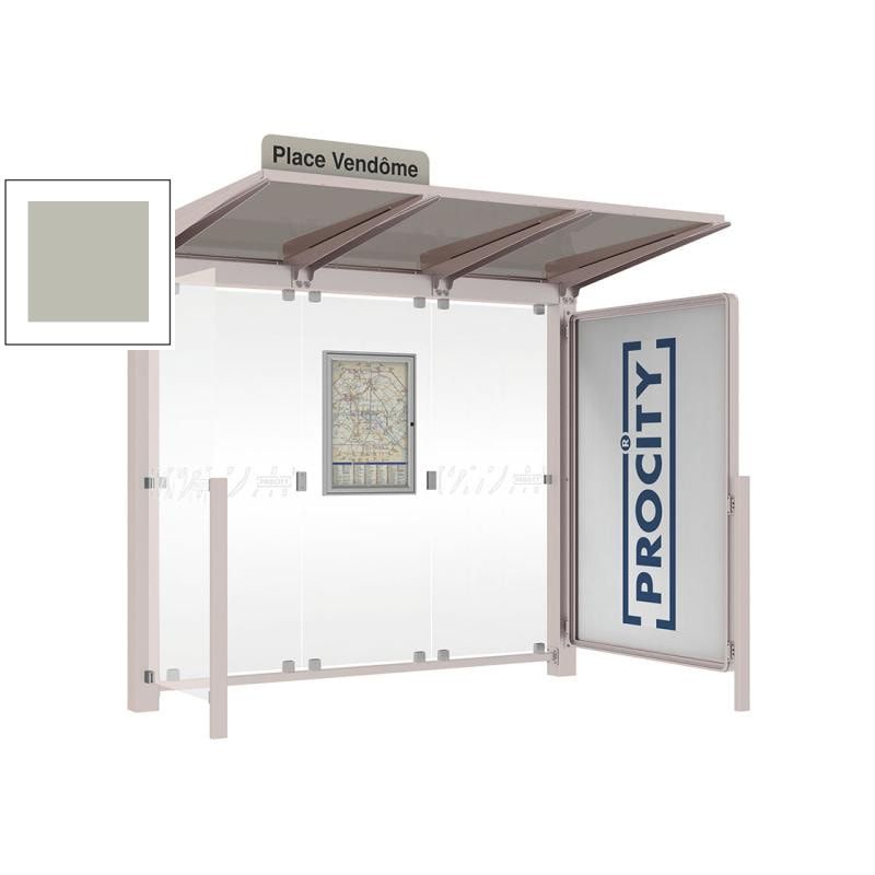 Buswartehalle - Unterstand - Fahrplankasten - Haltestellenschild - Seitenwand - Schaukasten- 2.390 x 2.500 x 1.500 mm (HxBxT) - enzianblau
