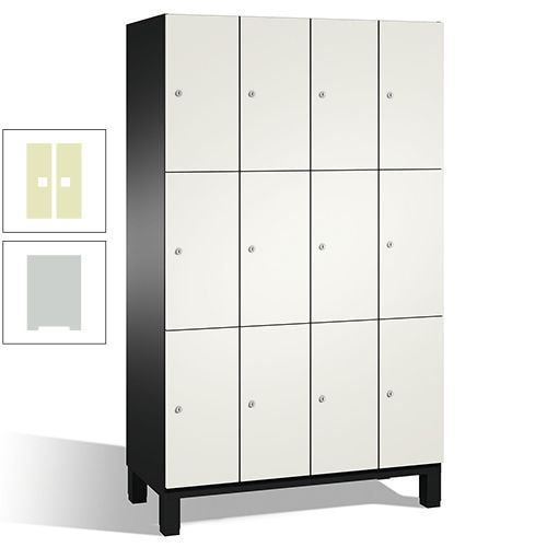 Fächerschrank, Stahlschrank, 12 Fächer, Türöffnungsbegrenzer, mit Füßen, Korpus lichtgrau, Tür anthrazitgrau, 1.980 x 1.200 x 525 mm (HxBxT)