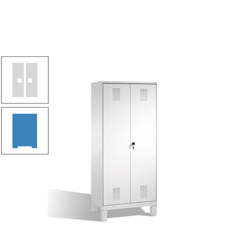 Doppel-Spind, Doppeltüren, Garderobenschrank mit Füßen, 2 Abteile a 400 mm, Korpus anthrazitgrau, Tür anthrazitgrau, 1.850 x 800 x 500 mm (HxBxT)