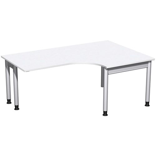 Eckschreibtisch, Eckteil 800 mm, rechts, Füße einseitig verkürzt, 4-Fuß Pro, höhenverstellbar, 680-800 x 1.600 x 1.200 mm (HxBxT), Dekor Ahorn