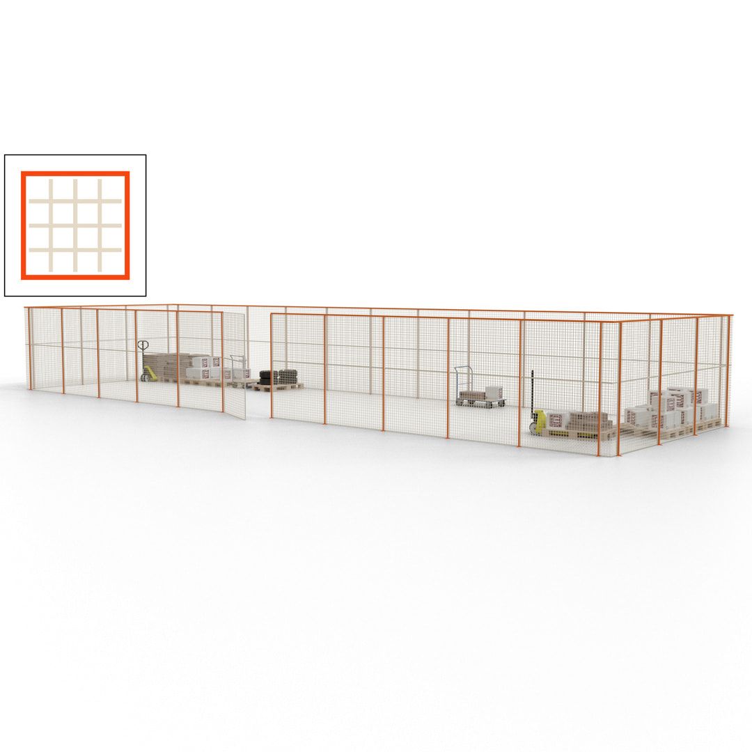 Maschinen Schutzgitter - Hallentrennwand - Sicherheitszaun - Tür - 42 m - 2.200 x 16.900 x 4.900 mm (HxBxT) - enzianblau