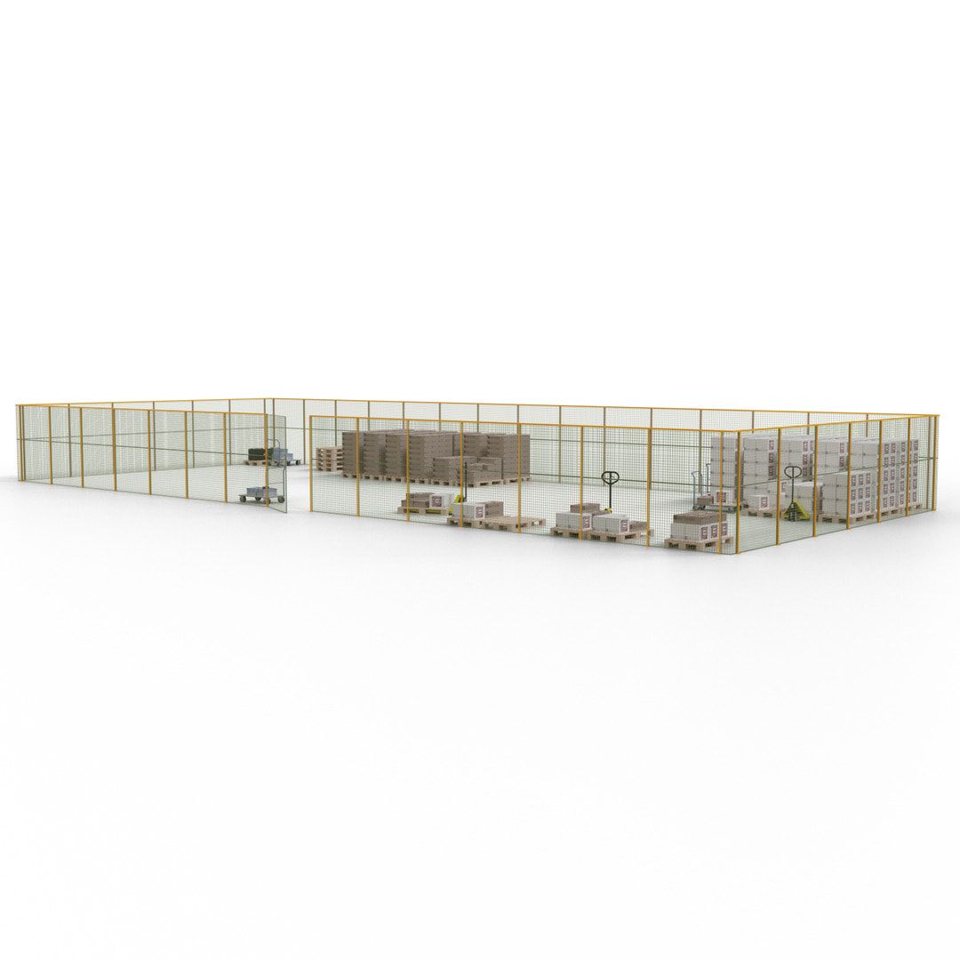 Maschinen Schutzgitter - Hallentrennwand - Sicherheitszaun - Tür - 63 m - 2.200 x 22.900 x 9.400 mm (HxBxT) - enzianblau