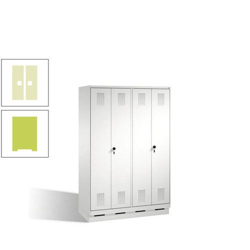 Doppel-Spind, Doppeltüren, Garderobenschrank mit Sockel, 4 Abteile a 300 mm, Korpus anthrazitgrau, Tür anthrazitgrau, 1.800 x 1.200 x 500 mm (HxBxT)