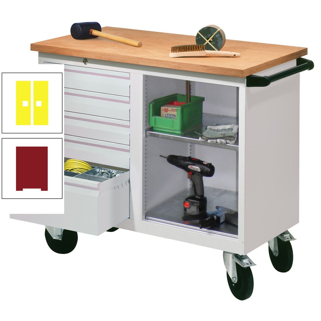 Mobile Werkbank - Werkstattwagen - 915 x 1.090 x 600 mm - 5 Schubladen und Ablagefach - anthrazitgrau