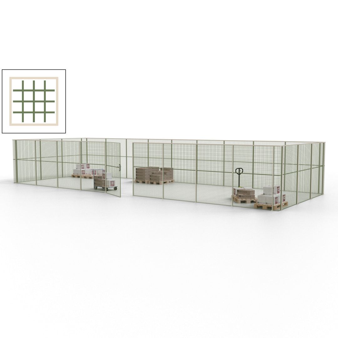 Maschinen Schutzgitter - Hallentrennwand - Sicherheitszaun - Tür - 36 m - 2.200 x 13.900 x 4.900 mm (HxBxT) - enzianblau