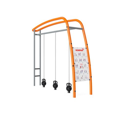 Magnetic Bells Pro, Cross Trainer, Erklärtafel, Neodym-Magnete, ergonomisch, feuerverzinkt, Stahl, 3 Nutzer, 3.340 x 1.060 x 3.900 mm (HxBxT), Grau