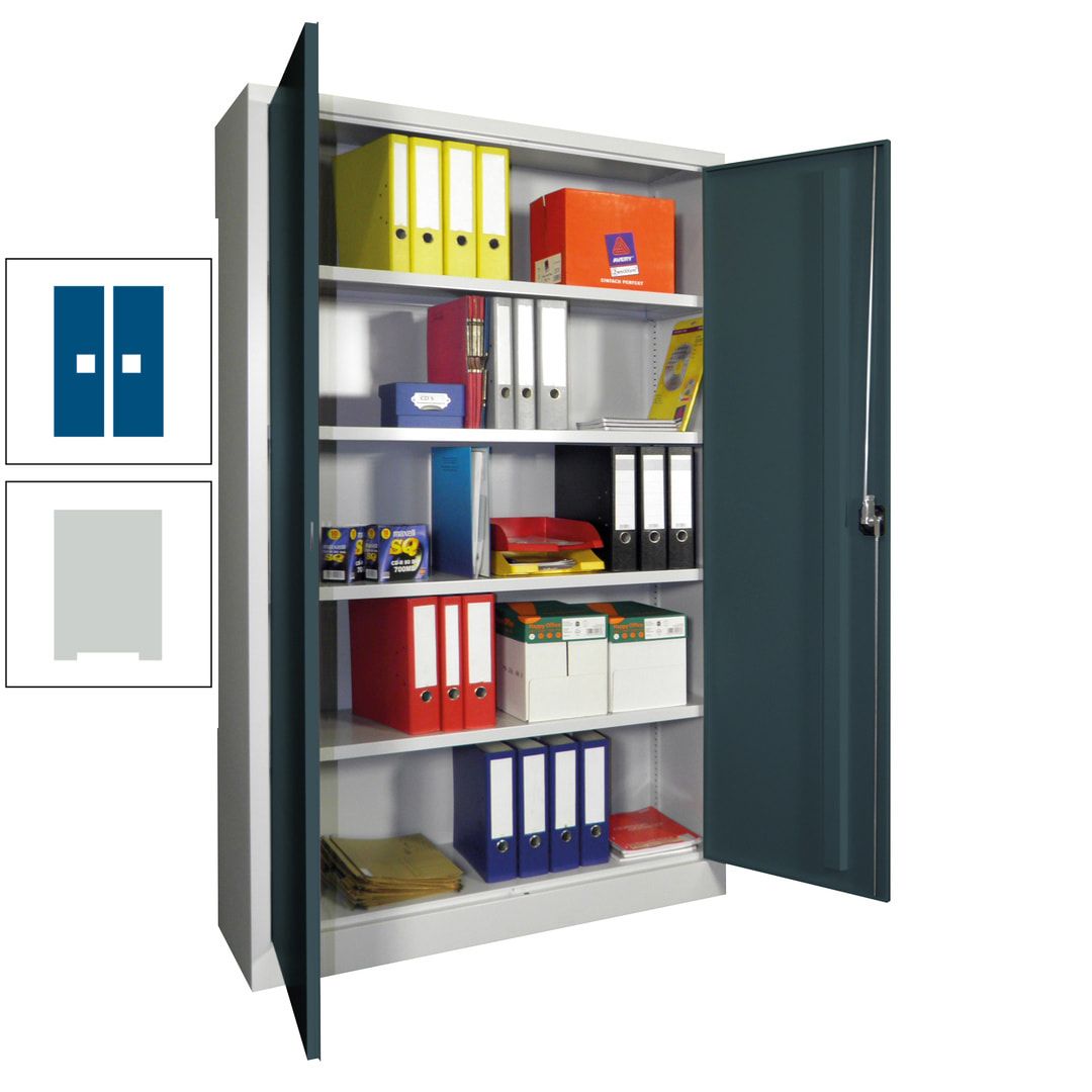 Aktenschrank - Vollblechtüren - 1.950x1.200x400 mm (HxBxT) - 4 Einlegeböden verzinkt - Zylinderschloss - anthrazitgrau