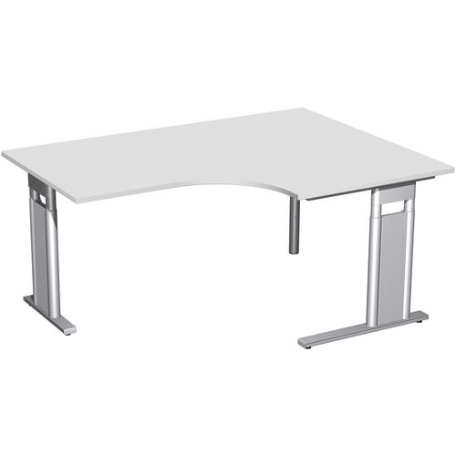 Eckschreibtisch, Eckteil 800 mm, rechts, Füße einseitig verkürzt, C-Fuß Pro, höhenverstellbar, 680-820 x 1.600 x 1.200 mm (HxBxT), Dekor Ahorn