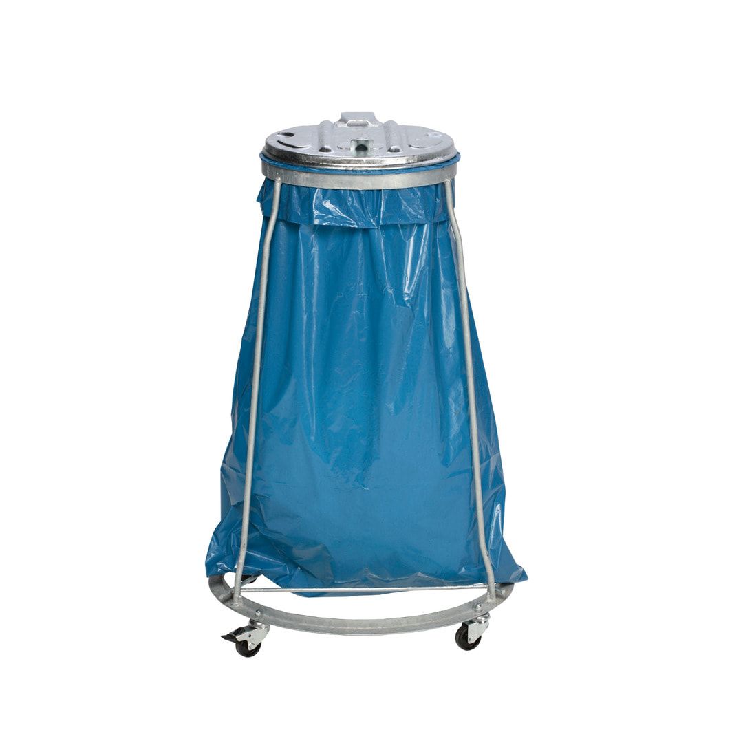 Müllsackständer - fahrbar - für 1 Kunststoffsack - 980 x 640 x 640 mm (HxBxT) - verzinkt