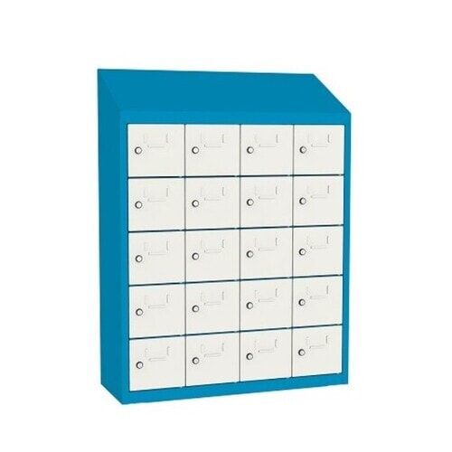 Kantinenschrank, Schließfachschrank, Etikettrahmen, 4 Abteile, 20 Fächer, 1.090 x 810 x 300 mm (HxBxT), Korpus anthrazitgrau, Front anthrazitgrau