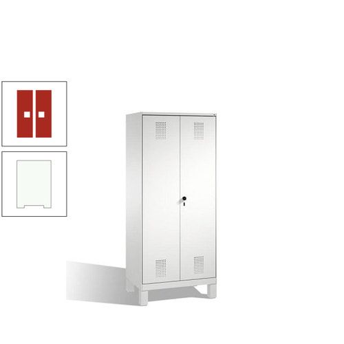 Doppel-Spind, Doppeltüren, Garderobenschrank mit Füßen, 2 Abteile a 400 mm, Korpus anthrazitgrau, Tür anthrazitgrau, 1.850 x 800 x 500 mm (HxBxT)
