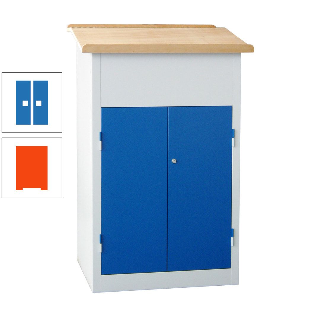 Stehpult mit Schrank - Vollblechtür - Zylinderschloss - 2 Böden - 1.200 x 700 x 600 mm (HxBxT) - anthrazitgrau
