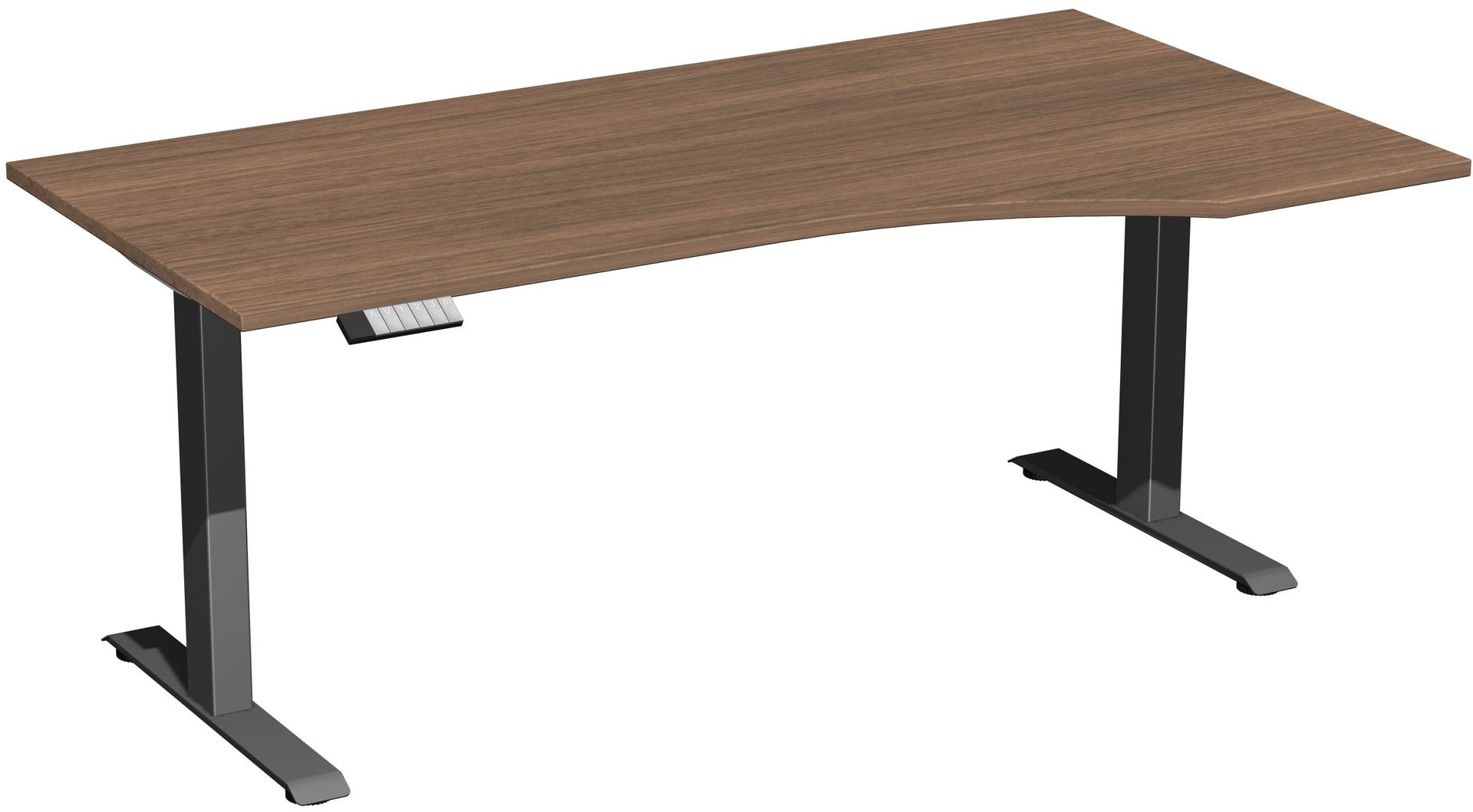 Eckschreibtisch, Ecke rechts, Elevate Basic, elektronisch höhenverstellbar, 730 - 1.230 x 1.800 x 1.000 mm (HxBxT), Gestell anthrazit, Dekor Ahorn