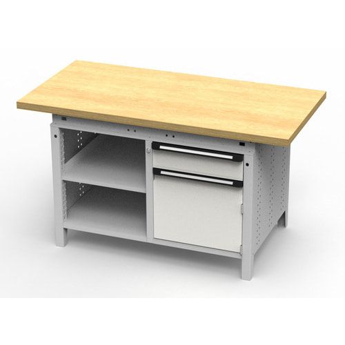 OTTOKIND Werkbank - bündige Arbeitsplatte - 850 x 1.150 x 750 mm (HxBxT) - 1 Schublade - Schrank - 2 Ablageböden - lichtgrau