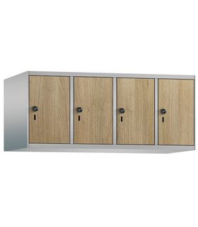 Aufsatzschrank, Schrankaufsatz, 4 Fächer a 300 mm, Farbe Vulkangrau, Tür wählbar, 500 x 1.200 x 500 mm (HxBxT)