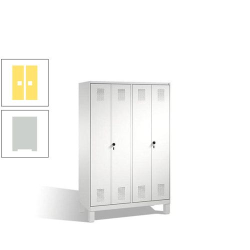 Doppel-Spind, Doppeltüren, Garderobenschrank mit Füßen, 4 Abteile a 300 mm, Korpus anthrazitgrau, Tür anthrazitgrau, 1.850 x 1.200 x 500 mm (HxBxT)