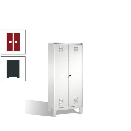 Doppel-Spind, Doppeltüren, Garderobenschrank mit Füßen, 2 Abteile a 400 mm, Korpus anthrazitgrau, Tür anthrazitgrau, 1.850 x 800 x 500 mm (HxBxT)