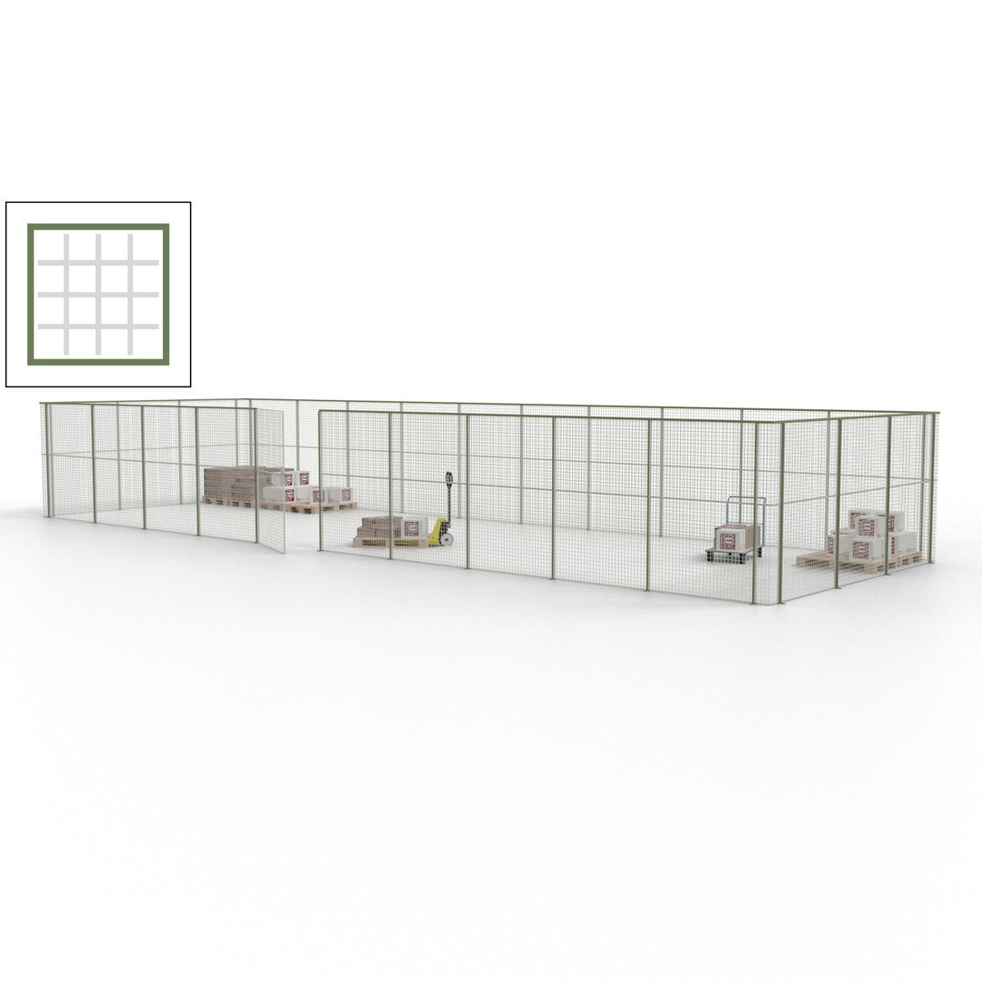 Maschinen Schutzgitter - Hallentrennwand - Sicherheitszaun - Tür - 39 m - 2.200 x 15.400 x 4.900 mm (HxBxT) - enzianblau