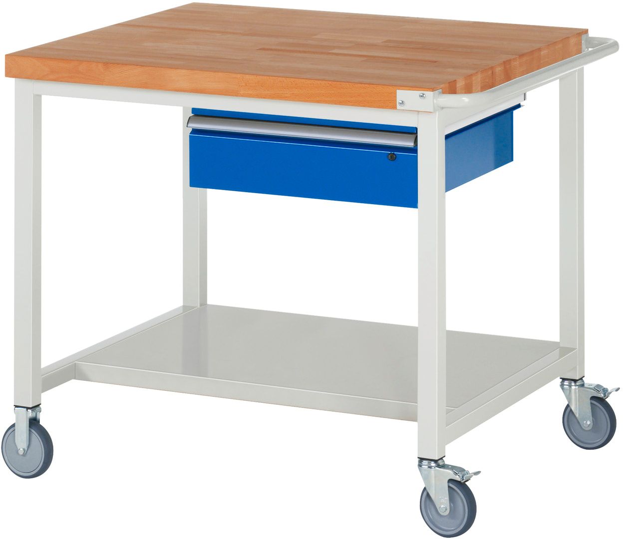 Mobile Werkbank mit Ablageboden - 1 Schublade - 150:1 - höhenverstellbar 880-1.080 mm - 1.000 x 900 mm (BxT) - 450 kg - Anthrazitgrau