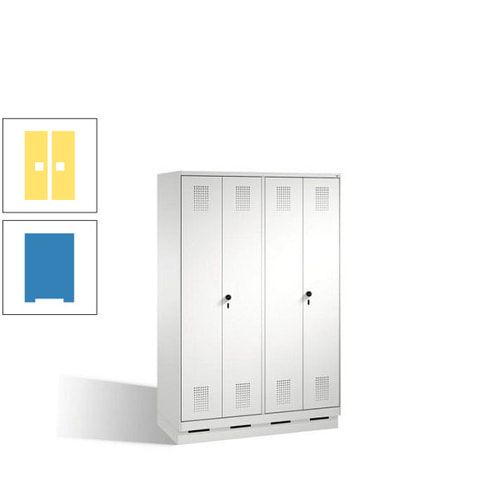 Doppel-Spind, Doppeltüren, Garderobenschrank mit Sockel, 4 Abteile a 300 mm, Korpus anthrazitgrau, Tür anthrazitgrau, 1.800 x 1.200 x 500 mm (HxBxT)