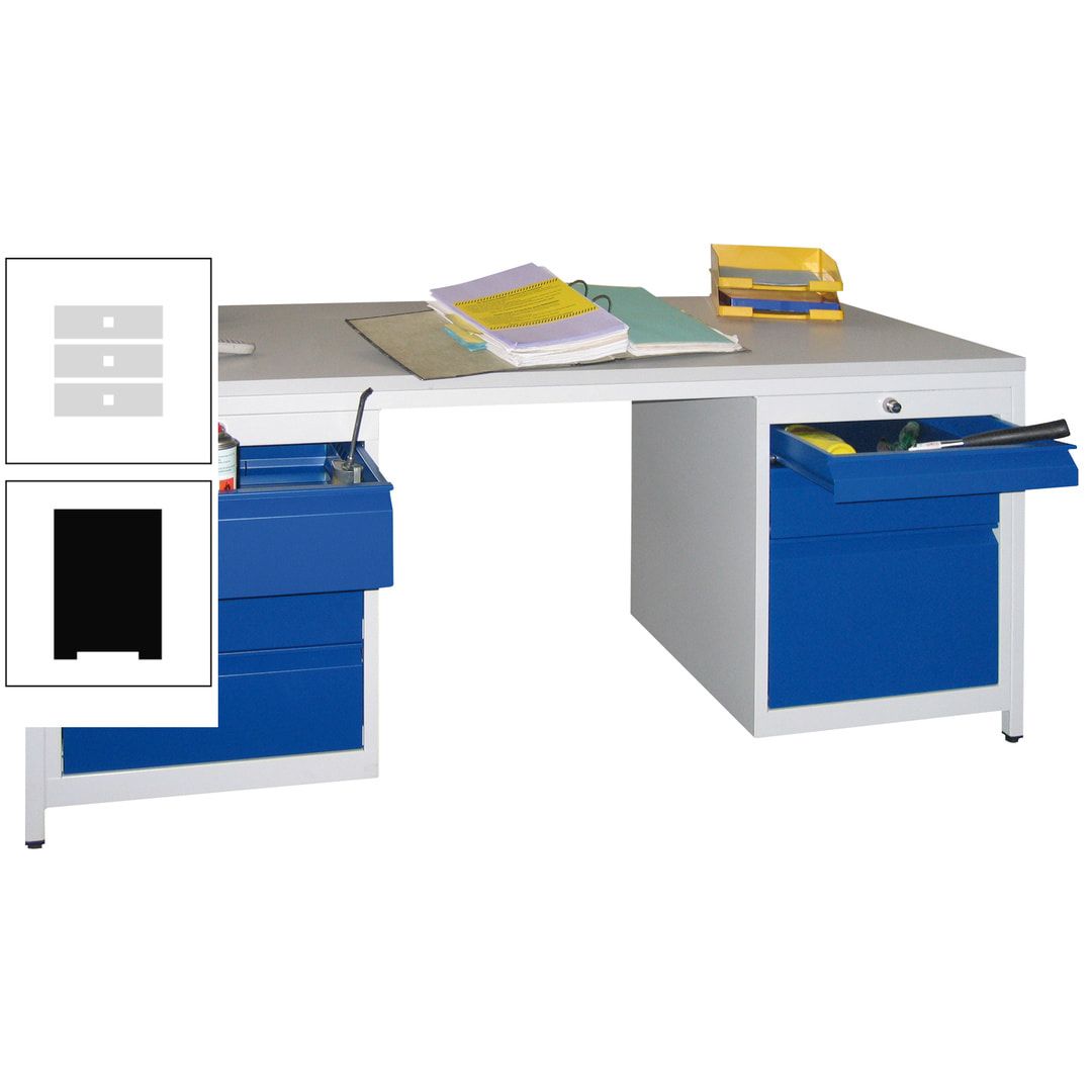 Meisterschreibtisch - 6 Schubladen, 75 / 125 / 150 / 175 / 300 mm - 720 x 1.700 x 800 mm (HxBxT) - anthrazitgrau
