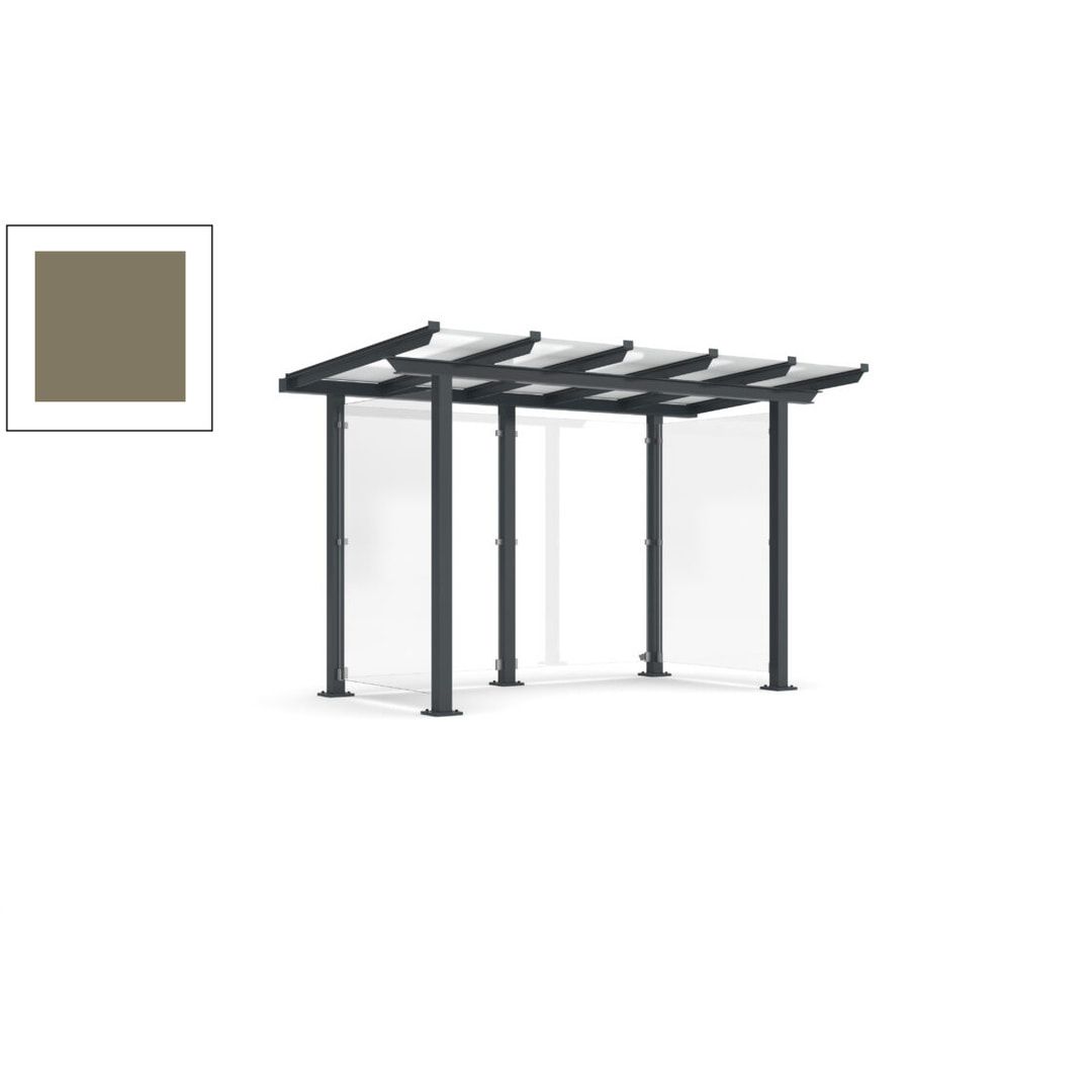 Unterstand mit Pultdach und Sicherheitsglas - feuerverzinkt und farbbeschichtet - 2.435 x 3.850 x 2.090 (HxBxT) - Farbe Achatgrau