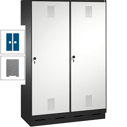 Doppel-Spind, Garderobenschrank, 2 Türen für 4 Abteile a 300 mm, Korpus anthrazitgrau, Türen anthrazitgrau, 1.800 x 1.200 x 500 mm (HxBxT)