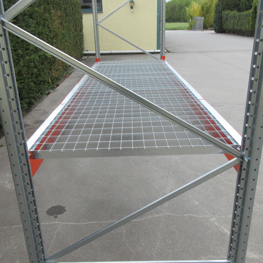 1 x Gitterrostboden für Palettenregale, Fachbreite 1.800, Tiefe 1.100 mm, feuerverzinkt, 1.000 kg je Quadratmeter, Gitterroste, Gitterrosteinlagen