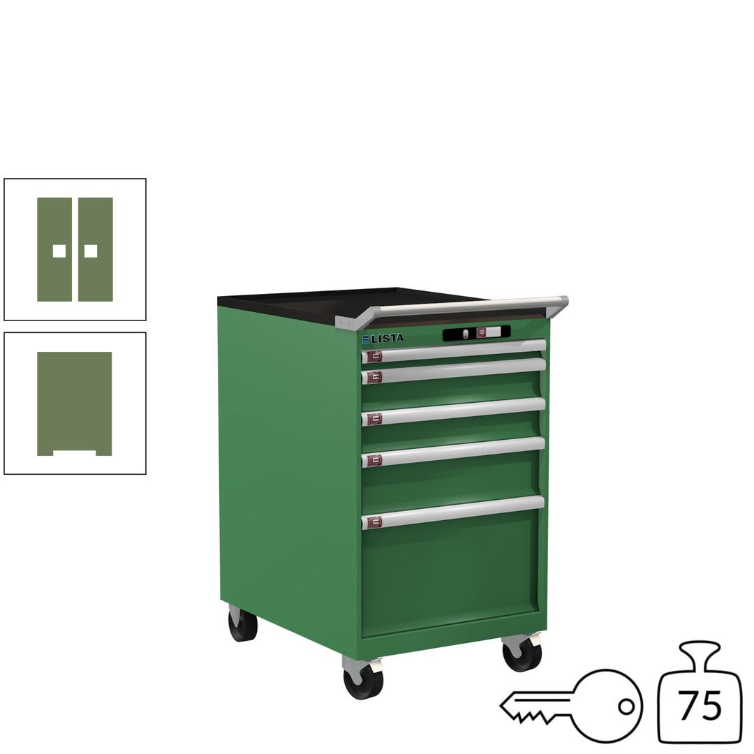 Lista Schubladenschrank - 14.374.010 - 990 x 564 x 725 mm (HxBxT) - 5 Schubladen - 75 kg - Key Lock - lichtblau (RAL 5012)