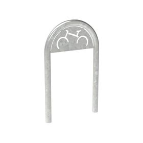 Fahrradbügel - Fahrradständer - mit Beschilderung -  Einbetonierung - Stahl - Büroklammerform - 1.000 x 625 mm (HxB) - Feuerverzinkt