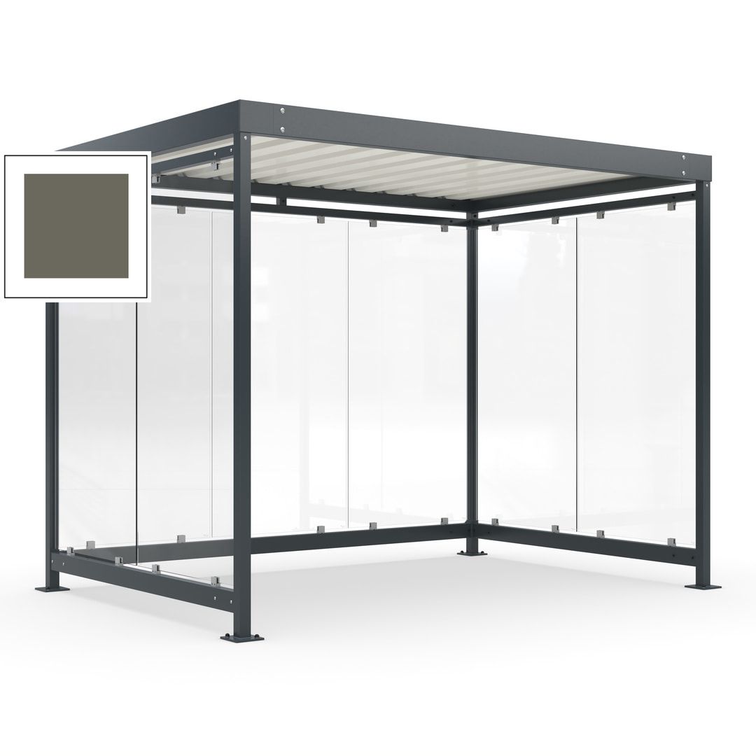 Raucherunterstand, Bausatz, Fahrgastunterstand, Bushaltestelle, 2.510 x 3.180 x 2.165 mm (HxBxT), 7 Wände, Achatgrau