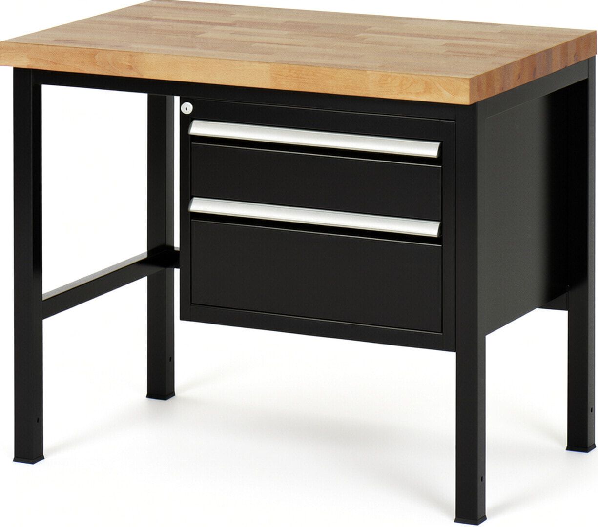 Werkbank - 2 Schubladen - Teilauszug - 150:1 / 210:1 - Höhe 840-1.040 mm - 1.000 x 700 mm - 1.250 kg - Buche - Anthrazitgrau