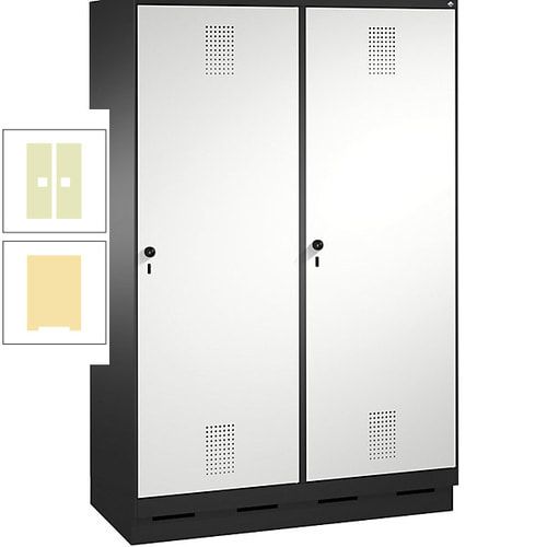 Doppel-Spind, Garderobenschrank, 2 Türen für 4 Abteile a 300 mm, Korpus anthrazitgrau, Türen anthrazitgrau, 1.800 x 1.200 x 500 mm (HxBxT)