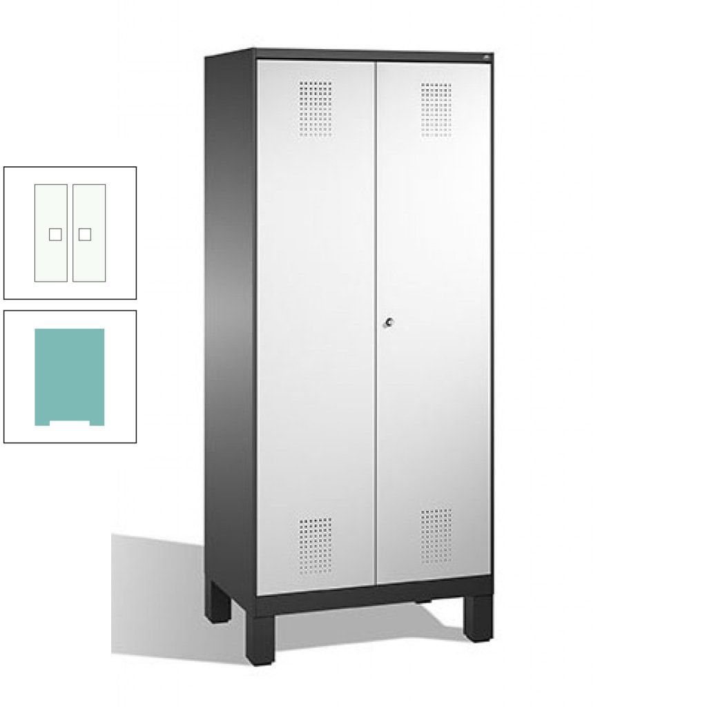 Mehrzweckschrank, Doppeltüren, auf Füßen, 2 Abteile a 400 mm, Korpus anthrazitgrau, Tür anthrazitgrau, 1.850 x 800 x 500 mm (HxBxT)