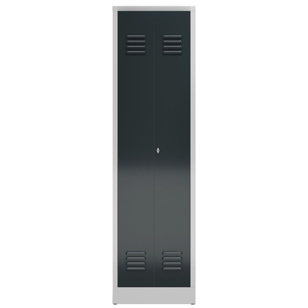 Mehrzweckschrank, Garderobenschrank, 2 Abteile, 6 Fächer, 1.800 x 500 x 500 mm (HxBxT), Kleiderstange, Stahl, Korpus: lichtgrau, Front: anthrazitgrau