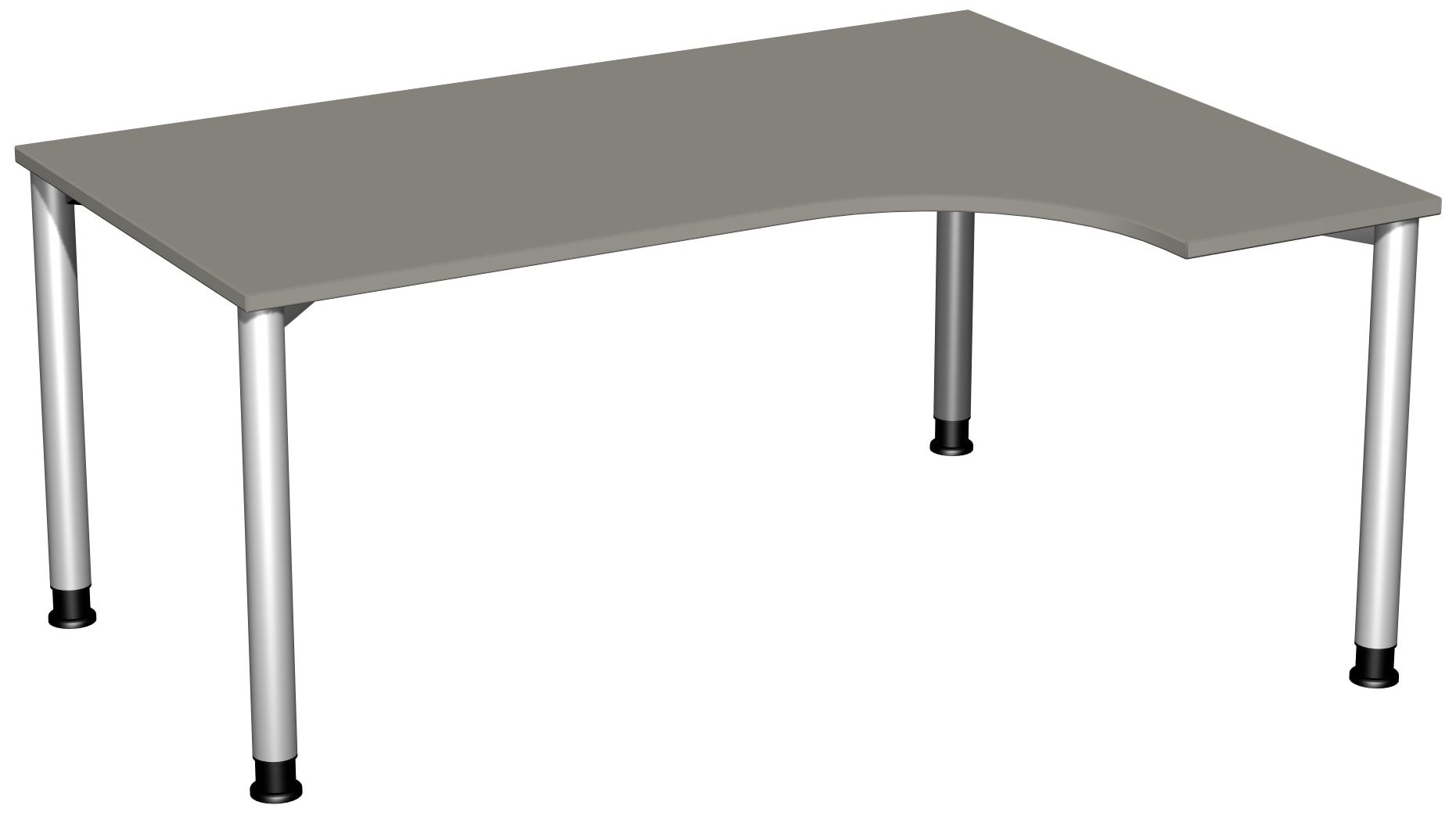 Eckschreibtisch mit einseitig verkürzten, 4-Fuß Flex, Ecke rechts, Höhe 680-800 mm, 1.600 x 1.200 mm (BxT), Gestell anthrazit, Ahorn