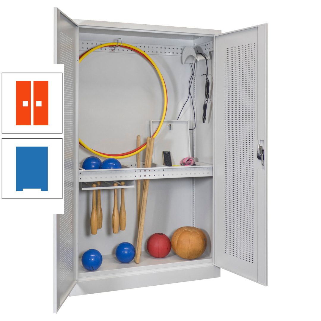 Sportschrank - Lochfeldtüren - Variante 1 - 1.950x1.200x500 mm (HxBxT) - anthrazitgrau