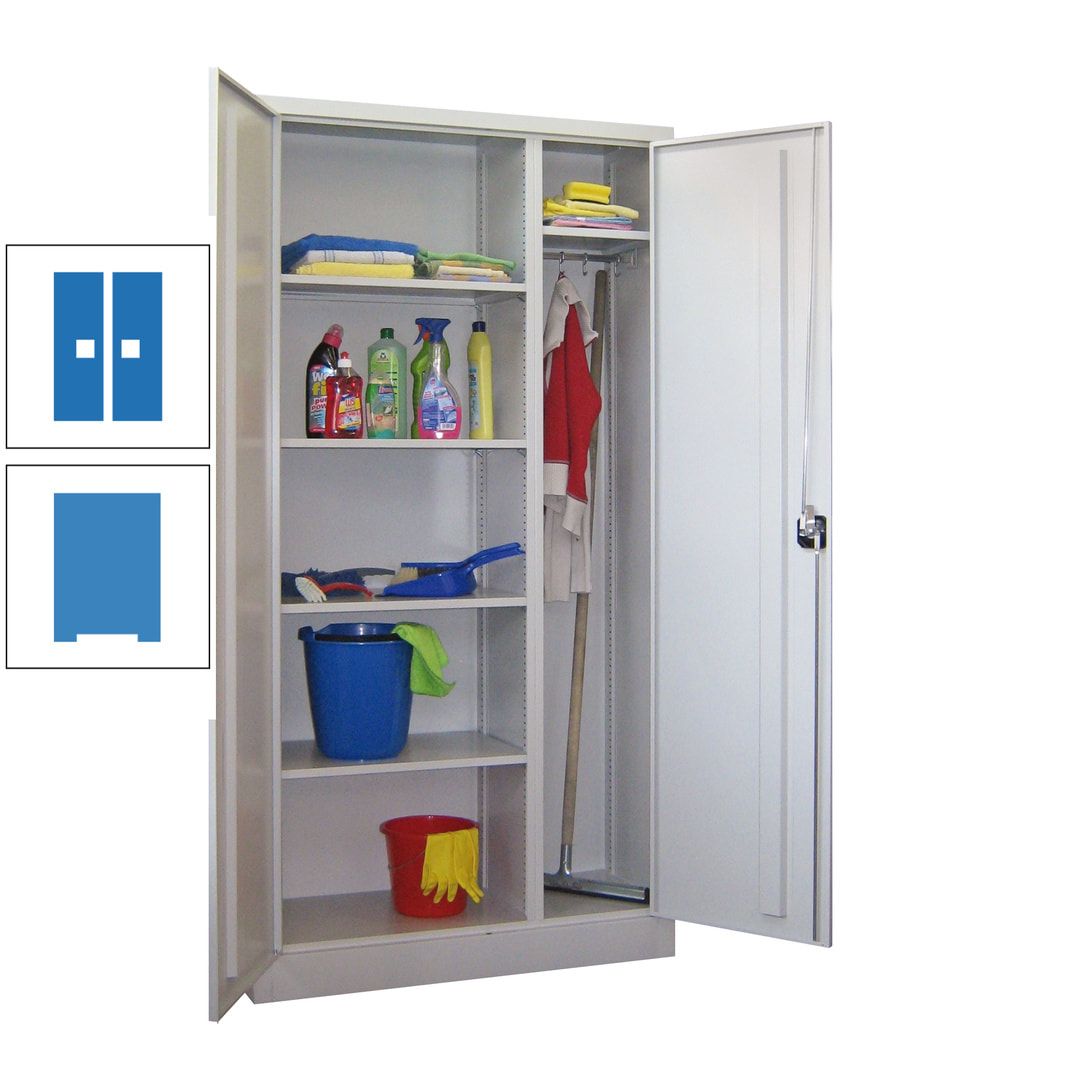 Putzschrank mit Trennwand - 1.950x1.000x400 mm (HxBxT) - Böden pulverbeschichtet - anthrazitgrau