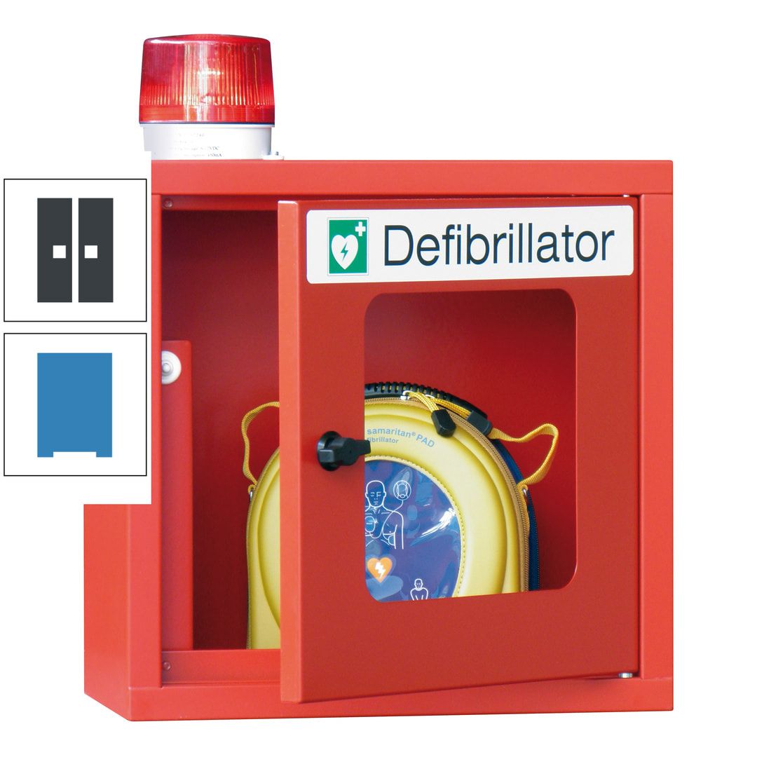Defibrillatorenschrank mit akustischem und optischem Alarm - 490 x 400 x 200 mm (HxBxT) - Sichtfenster - anthrazitgrau