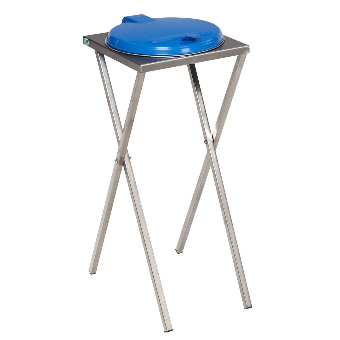 Scherenständer - Abfallsammler mit Klemmring - Volumen 120 l - 900 x 400 x 450 mm (HxBxT) - Edelstahl - blau