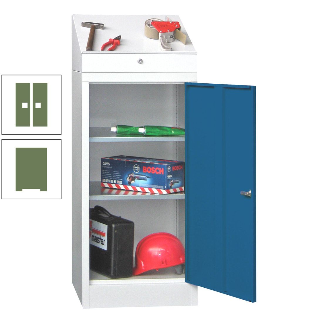 Stehpult mit Schrank - Vollblechtür - Zylinderschloss - 1.270x500x500 mm (HxBxT) - anthrazitgrau