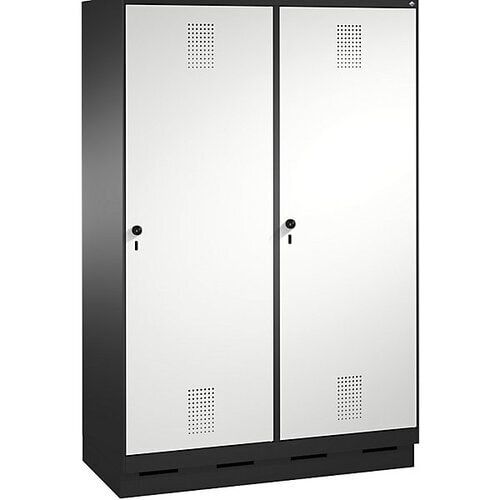 Doppel-Spind, Garderobenschrank, 2 Türen für 4 Abteile a 300 mm, Korpus anthrazitgrau, Türen anthrazitgrau, 1.800 x 1.200 x 500 mm (HxBxT)