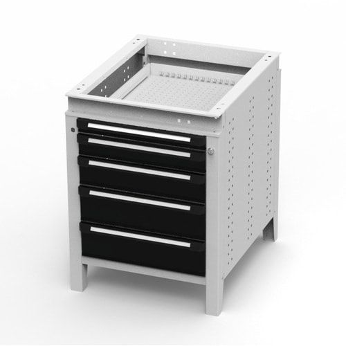 OTTOKIND Werkbank - Arbeitsplatte bündig - 850 x 605 x 750 mm (HxBxT) - 5 Schubladen - lichtgrau
