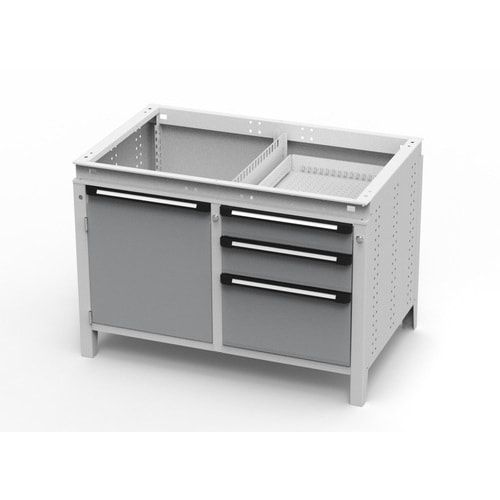 OTTOKIND Werkbank - bündige Arbeitsplatte - 850 x 1.150 x 750 mm (HxBxT) - 3 Schubladen - Schrank - lichtgrau