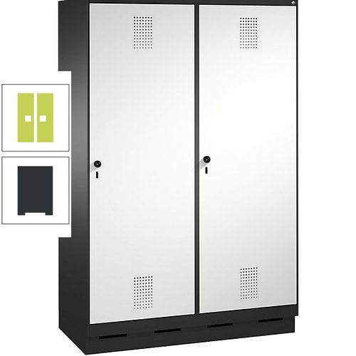 Doppel-Spind, Garderobenschrank, 2 Türen für 4 Abteile a 300 mm, Korpus anthrazitgrau, Türen anthrazitgrau, 1.800 x 1.200 x 500 mm (HxBxT)