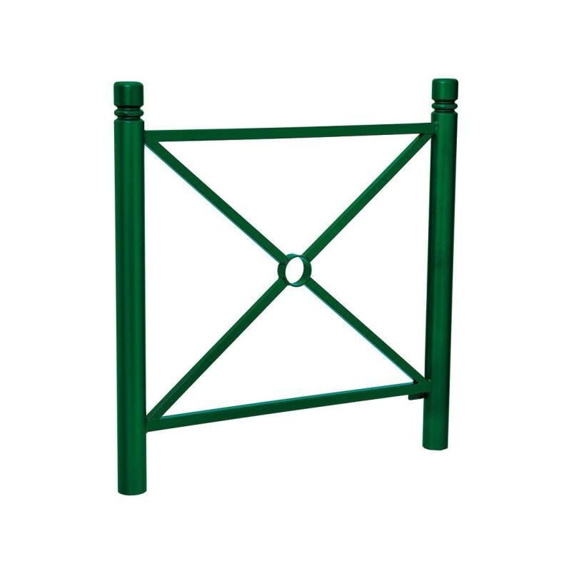 Geländer Kreuz und Kreis - 1.000 x 1.072 mm - Pfosten mit Helmkopf - Farbe enzianblau - Außengeländer Systemgeländer